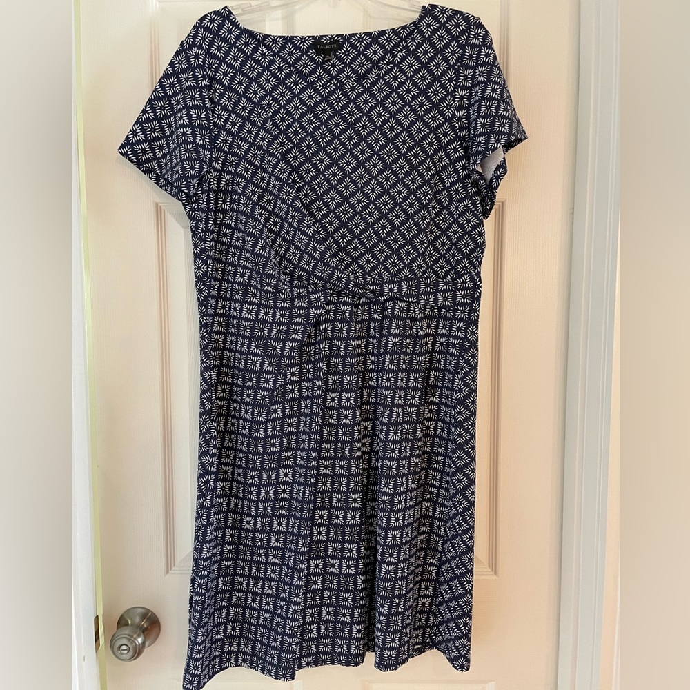 Short sleeve, faux-wrap dress